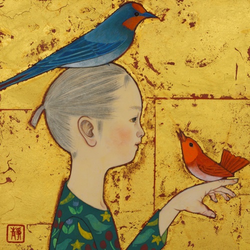 「鳥童子」日本画S２号