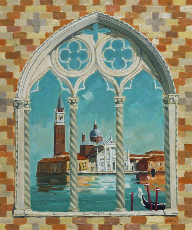 「ヴェネツィアの窓から」油彩８号