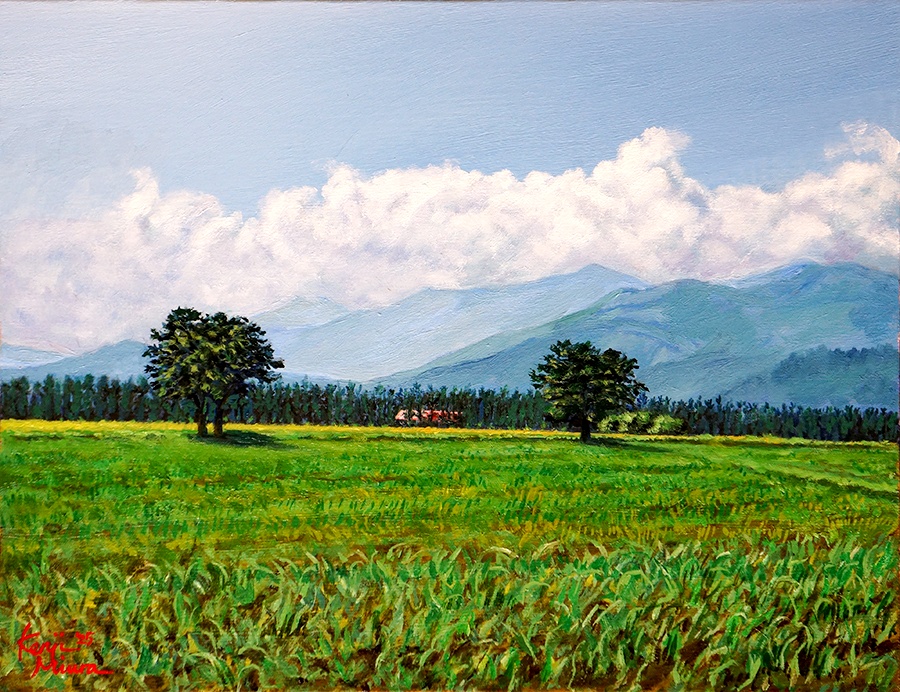 「新得風景（日高連峰を望む）」油彩6号  220,000円