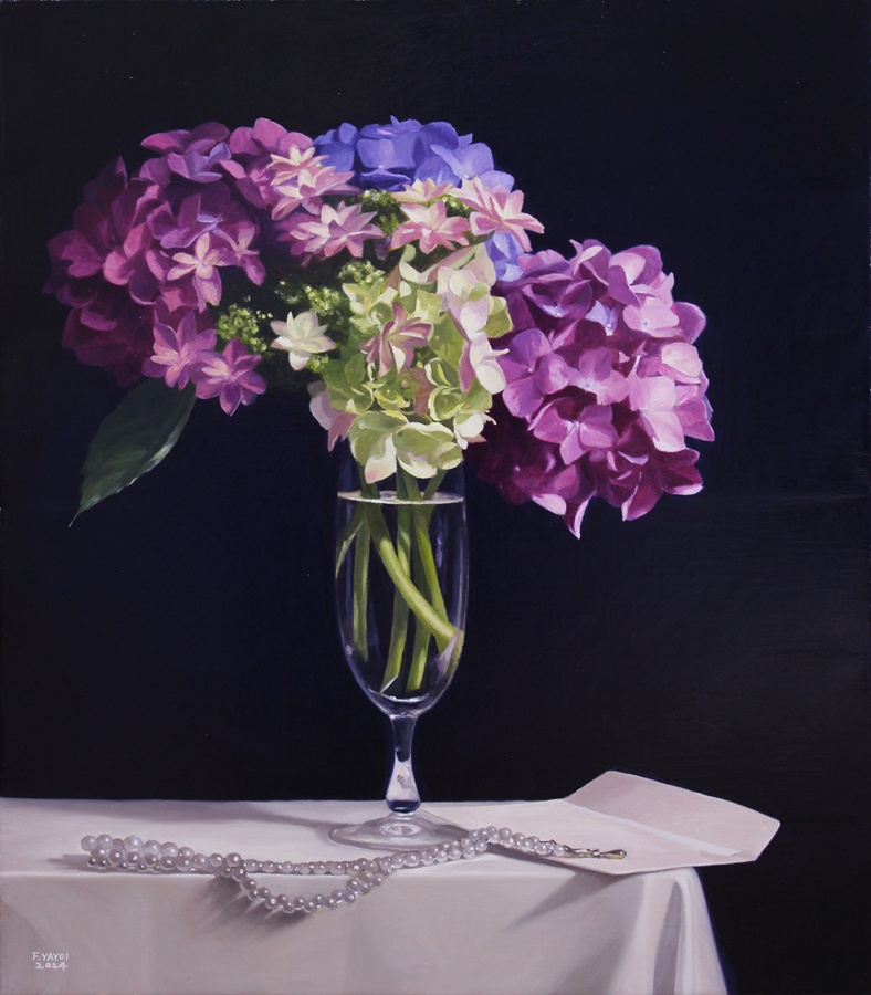 「花の色は（紫陽花）」油彩10号 385,000円