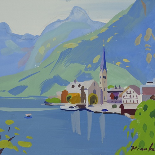 「緑の湖畔－Hallstatt－」 ガッシュ6号大