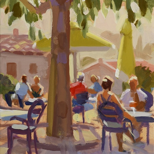 「南仏ピレネーのカフェ」 油彩4号